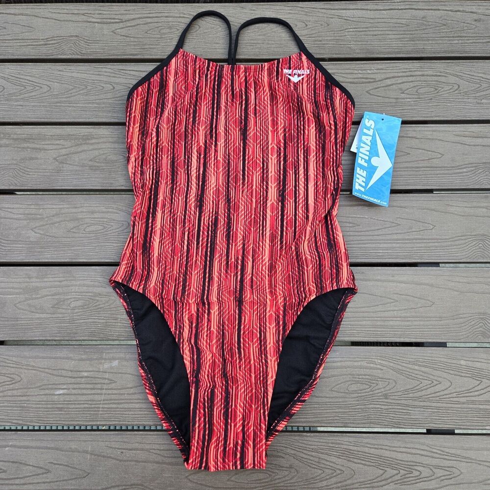 The Finals Women 1pc ZIRCON Swimsuit Swanback Back Red- Size 30 XXS  New
